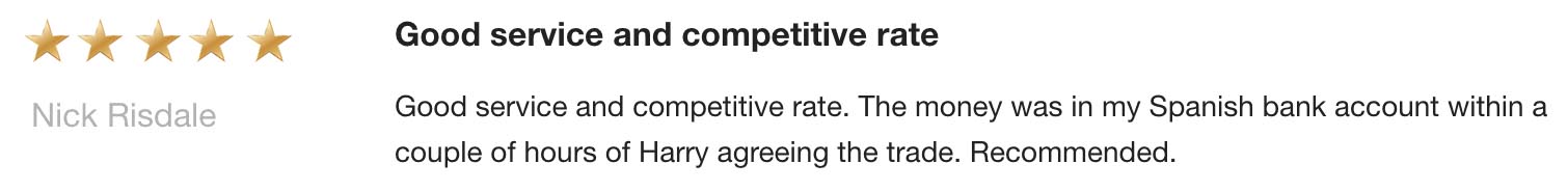 Trustpilot review of Horizon Currency