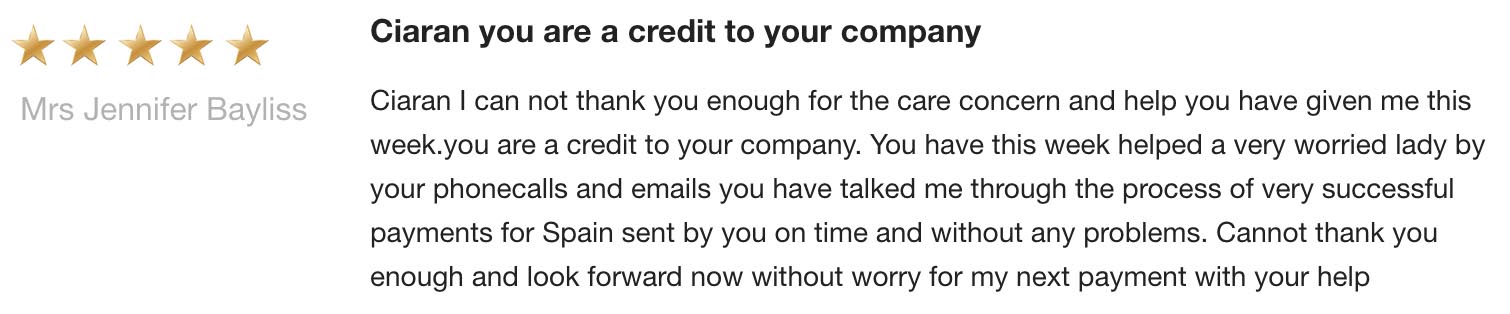 Trustpilot review of Horizon Currency